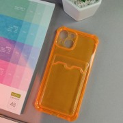 Чехол-накладка силиконовая для Apple iPhone 13 Pro Max (с карманом для карты), флуоресц. оранжевый
