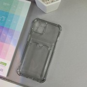 Чехол-накладка силиконовая для Xiaomi Mi12 (с карманом для карты), прозрачный черный