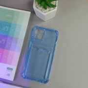 Чехол-накладка силиконовая для iPhone 14 Pro (с карманом для карты), прозрачный синий