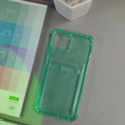Чехол-накладка силиконовая для iPhone 14 Pro (с карманом для карты), прозрачный зеленый