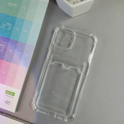 Чехол-накладка силиконовая для Samsung S22 Ultra (с карманом для карты), прозрачный