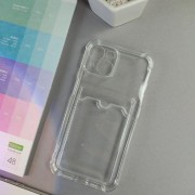 Чехол-накладка силиконовая для iPhone 14 Pro Max (с карманом для карты), прозрачный