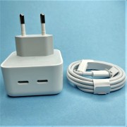 Сетевое зарядное устройтво Apple Power Adapter, 2USB Type С + кабель Lightning, (35W), поврежд.упак