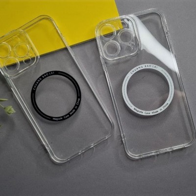 Чехол-накладка силиконовая для iPhone XR в корпусе 13 Pro MagSafe (белое кольцо), прозрачный