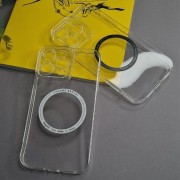 Чехол-накладка силиконовая для iPhone XR в корпусе 13 Pro MagSafe (белое кольцо), прозрачный