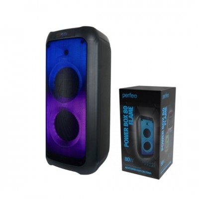 Perfeo ПАС “Power Box 80 Flame II” BT, EQ, USB, microSD, AUX, FM, MIC, GT, TWS, LED, ПДУ, 2 б/п мик