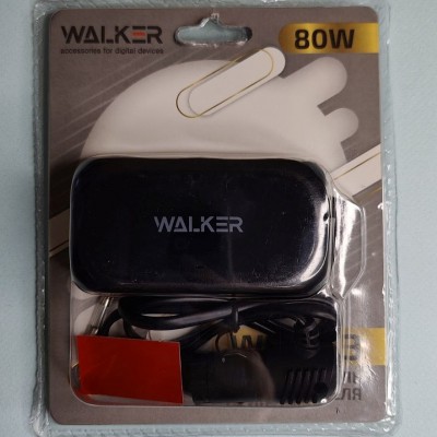 Разветвитель в прикуриватель WALKER WSC-23, 80Вт, 3 разъема + 2 USB (2.1А), с индикатором