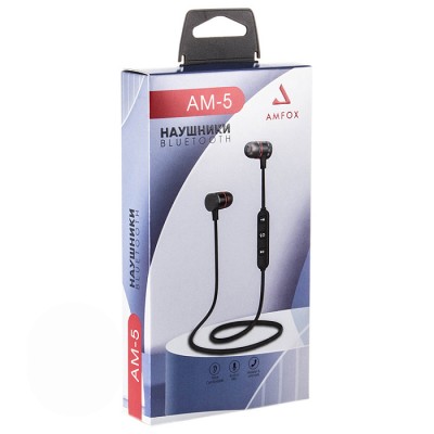 Наушники AMFOX Bluetooth AM-5 с магнитами, черные