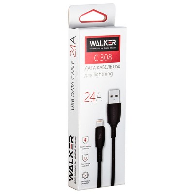 Walker C308 Кабель для iPhone 5/6, 2.4A, черный