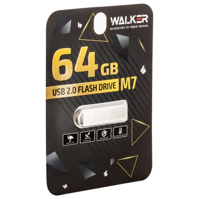 USB 64GB Walker M7 25-10 Мб/с металл (ecopack)