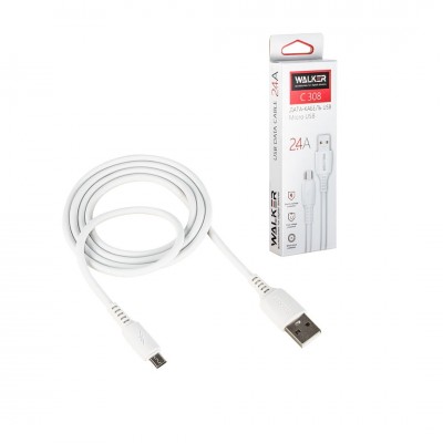 Кабель MICRO-USB Walker C308, 2.4A, белый