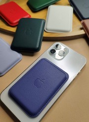 Кожаный чехол-бумажник для карт и визиток MagSafe для iPhone, синий