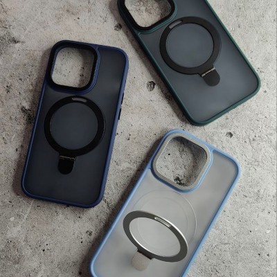 Накладка пластиковая Breaking M01 Stand Style для iPhone 14 Pro, синий