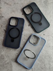 Накладка пластиковая Breaking M01 Stand Style для iPhone 14 Pro, светло-синий