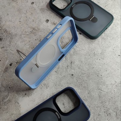 Накладка пластиковая Breaking M01 Stand Style для iPhone 14 Pro, светло-синий