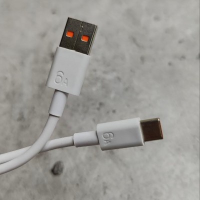 Кабель USB - Type-C для HUAWEI ОРИГ 66W, без упаковки, белый