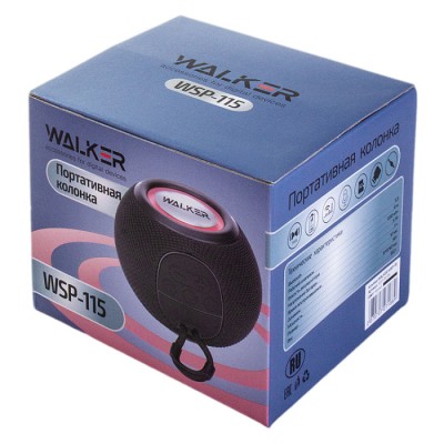 Колонка WALKER WSP-115, Bluetooth, 5Вт*1, TWS синхронизация, черный