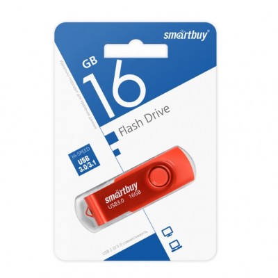 USB 16GB SmartBuy UFD 3.0/3.1 Twist Red (SB016GB3TWR), красный