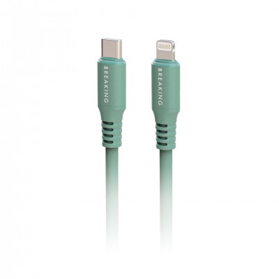 Breaking Кабель K21, USB-C - Lightning, Soft Touch, 3.0А, 1м, зеленый