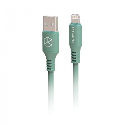 Breaking Кабель K19, USB-A - Lightning, Soft Touch, 3.0А, 1м, зеленый