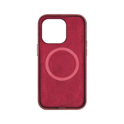 Накладка пластиковая Breaking M04 Leather Style Mag•Safe для iPhone 14 Pro Max, малиновый