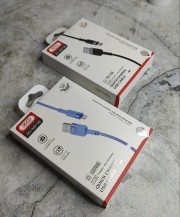 XO NB198 кабель для iPhone 5/6, 2.4А, плетеный, черный