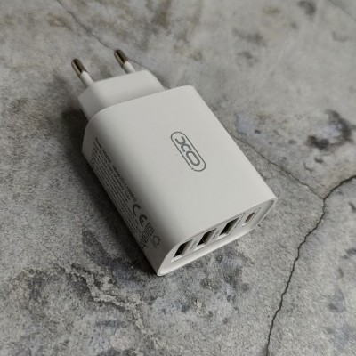 СЗУ XO L120, 20Вт, Type-Cx1/USBx3, быстрая зарядка QC 3.0+PD, блочок + кабель Lightning, белый
