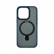 Накладка пластиковая Breaking M01 Stand Style для iPhone 15 Pro, синий