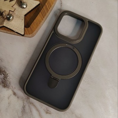 Накладка пластиковая Breaking M01 Stand Style для iPhone 15 Pro, серый