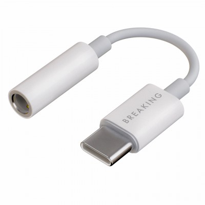 Адаптер Breaking, AUX 3.5мм - USB-C, белый