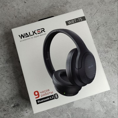 Наушники WALKER Bluetooth полноразмерные WBT-75, черный