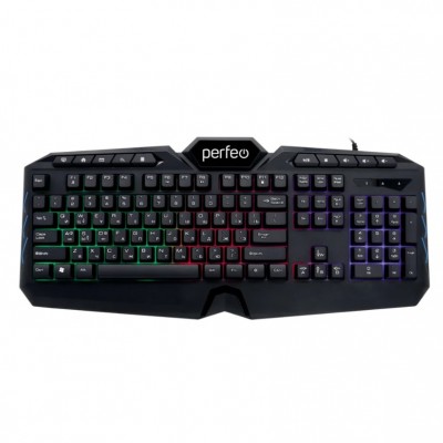 Perfeo клавиатура "VISION" Multimedia, GAME DESIGN, подсв. 3 цвет USB, чёрный