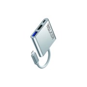 Разветвитель USB WALKER WHUB-35, 3в1, серебряный