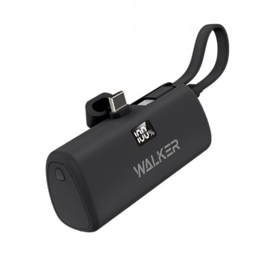 Внешний аккумулятор Walker WB-965 Mini, 20Вт,5000 mAh, Li-Pol,Lightning/Type-C, поддержка PD, черный