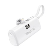 Внешний аккумулятор Walker WB-965 Mini, 20Вт,5000 mAh, Li-Pol,Lightning/Type-C, поддержка PD, белый