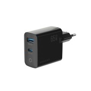 Breaking СЗУ WC20, USB-C + USB-А, GaN 65W, QC 3.0, 3A, MOUNTAIN SERIES (22261), черный