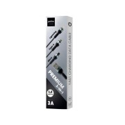 PERFEO Кабель USB A вилка - 3 в 1 (Micro+Type-C+8 PIN вилка), 3А, черный, длина 1,2 м., (U5002)