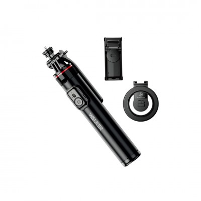 Монопод-трипод WALKER WTR-53, Bluetooth-пульт, 2 крепления, магнитное кольцо, 132 см, черный