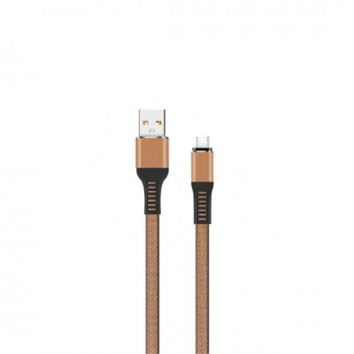 Walker C750 Кабель Type-C, 2.4А, поддержка QC, плоский, нейлон, коричневый