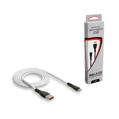 Walker C570 Кабель для iPhone 5/6, силиконовый круглый (тех.пак), белый
