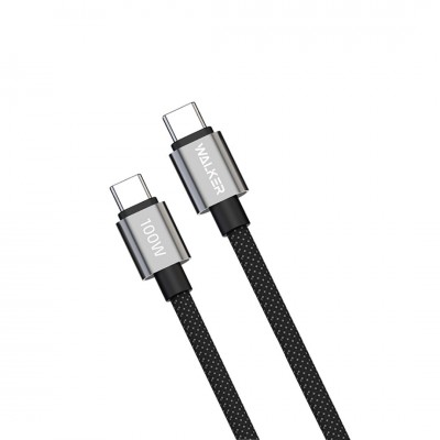 Walker C985 Кабель Type-C-Type-C, (1.5 м), 100W, поддержка PD, нейлон, черный