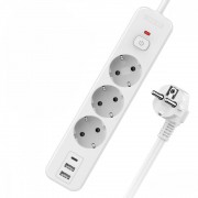 Perfeo сетевой фильтр "REAL HOME" 1,0м, 3 розетки, 2USB+1TYPE-C, 16А, 3500 Вт,тройная защита,белый.