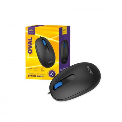 Perfeo мышь оптическая, "OVAL", бесшумная, 3 кн, кабель 1,8м, DPI 1000, USB, чёрн.