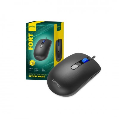Perfeo мышь оптическая, "FORT", бесшумная, 3 кн, кабель 1,8м, DPI 1000, USB, чёрн.