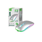 Perfeo мышь беспр. "LUX", 4 кн, подкл 2.4G+BT, аккум 500mAh, type-C, подсв, бесшумн, 1600DPI, серебр