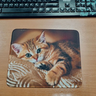 Perfeo Коврик для компьютерной мыши котенок на одеяле Рис.44 (240*200*2) ткань+резиновое основание