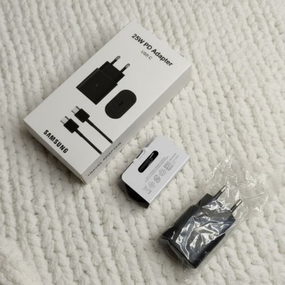 СЗУ для Samsung ОРИГИНАЛ 1:1 25W, блочок + кабель Type-C, в коробке, черный