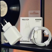 СЗУ Walker WH-39, 2в1, 3А, 25Вт, Type-C, поддержка PD, + кабель Lightning, белое