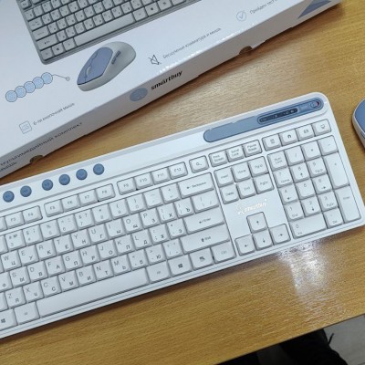 Комплект клавиатура+мышь мультимедийный Smartbuy 107AG бело-голубой (SBC107AGW) /20