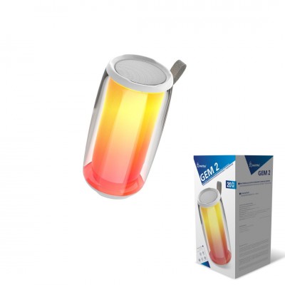Портативная колонка SmartBuy GEM 2, 20Вт, Bluetooth, USB/MP3, ультра подсветка, белая (SBS-5810)